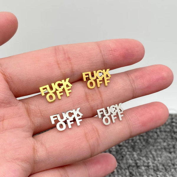 Mio Queena - 'FUCK OFF' Stainless Steel Ear Studs