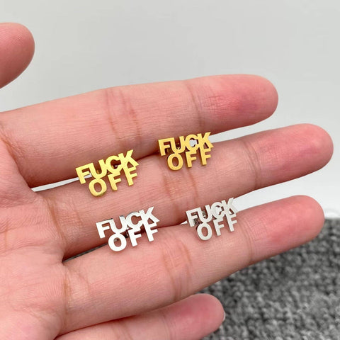 Mio Queena - 'FUCK OFF' Stainless Steel Ear Studs
