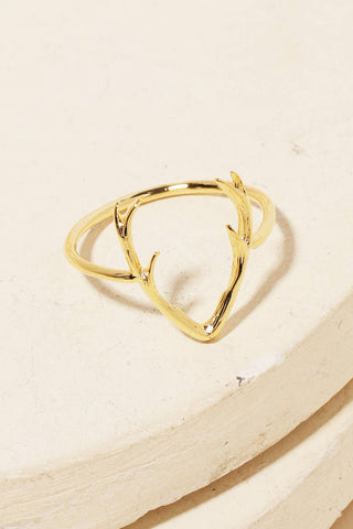 Anarchy Street - Gold Dipped Dainty Antler Ring