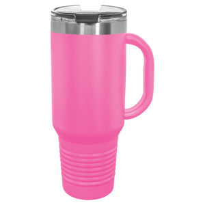 Susquehanna Glass Company - Custom Artwork Insulated Travel Mug & Lid, 40 oz: Pink