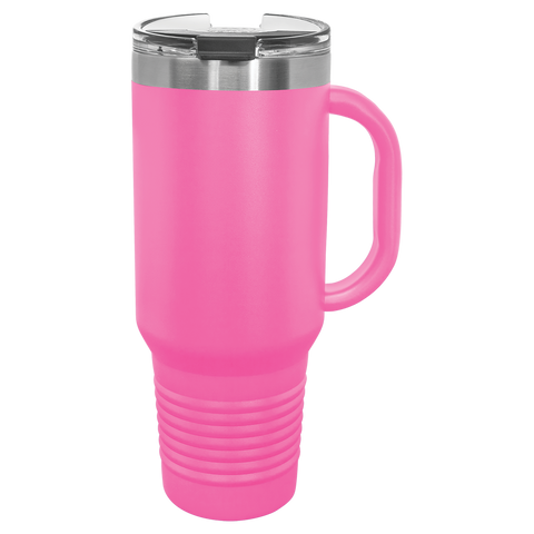 Susquehanna Glass Company - Custom Artwork Insulated Travel Mug & Lid, 40 oz: Pink