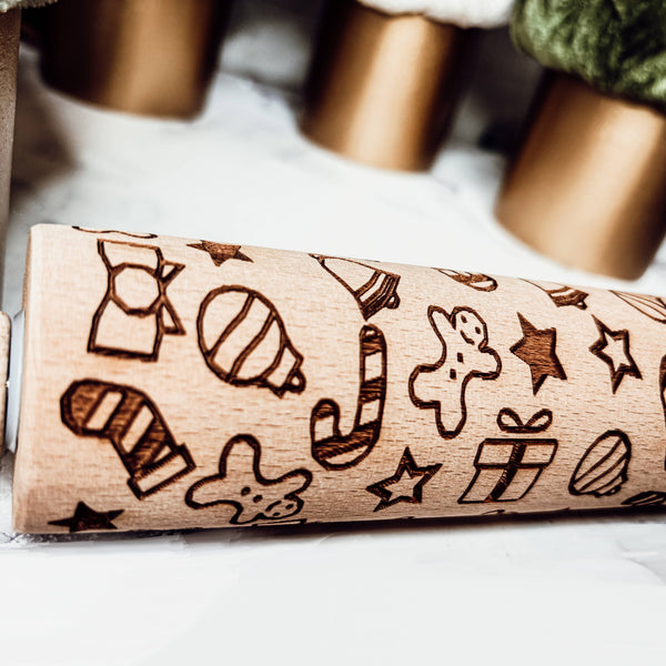 Gia Roma - Christmas Kitchen Gifts, Wood Rolling Pin for Holiday Cookie