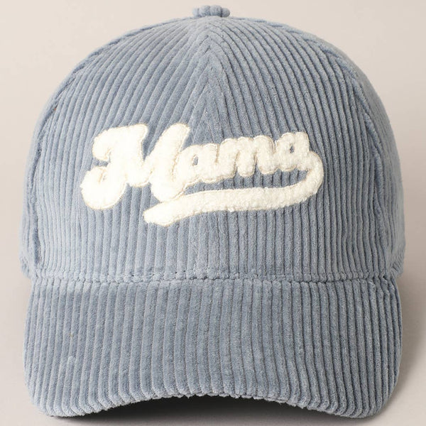 MAMA 3D Embroidered Fuzzy Patch Corduroy Cap