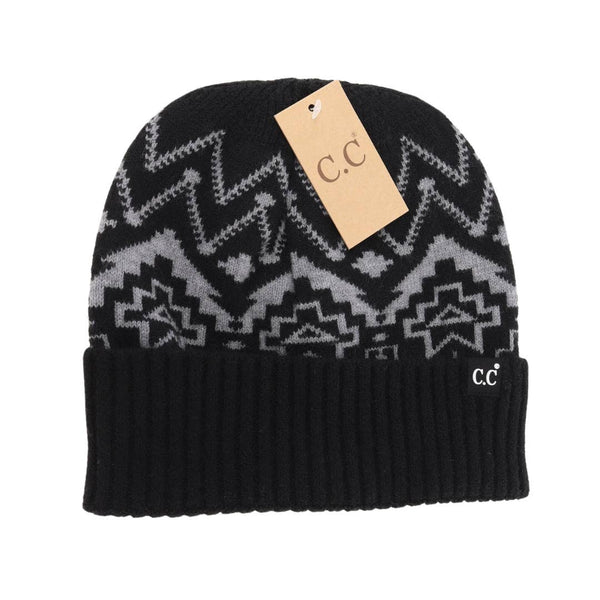 C.C Beanie - Unisex Cuffed Southwestern Print C.C Beanie HME0016