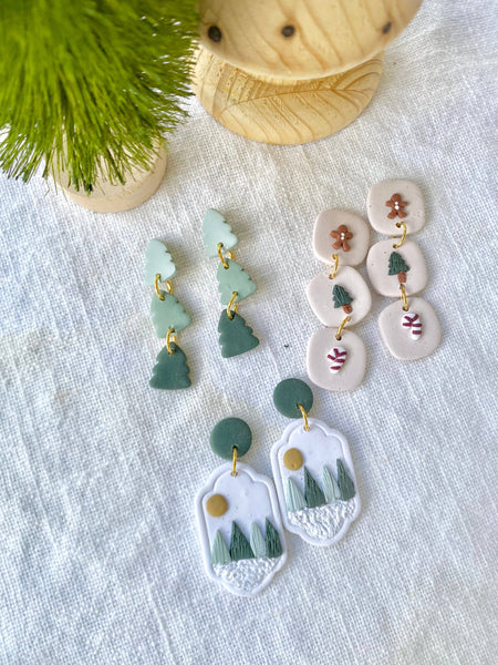 Terra Made - Triple christmas tree stacked earrings 