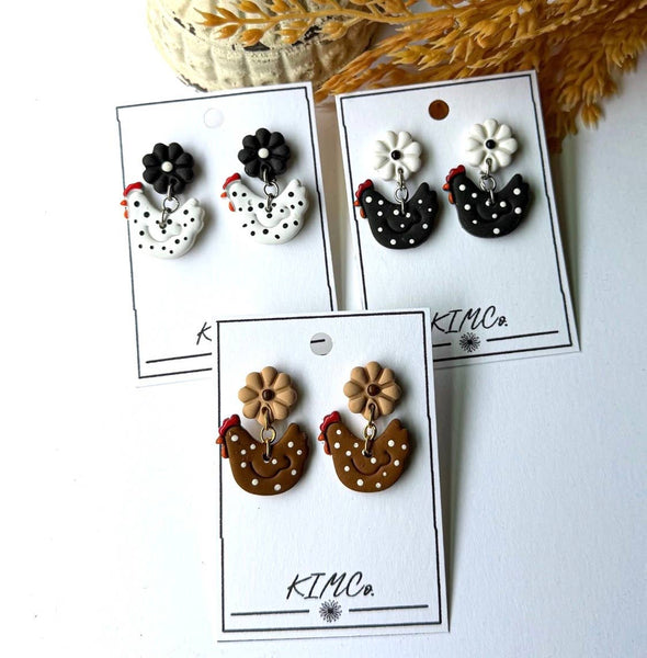 KIMCo. - Polymer Clay Earrings - Everyday - Chickens