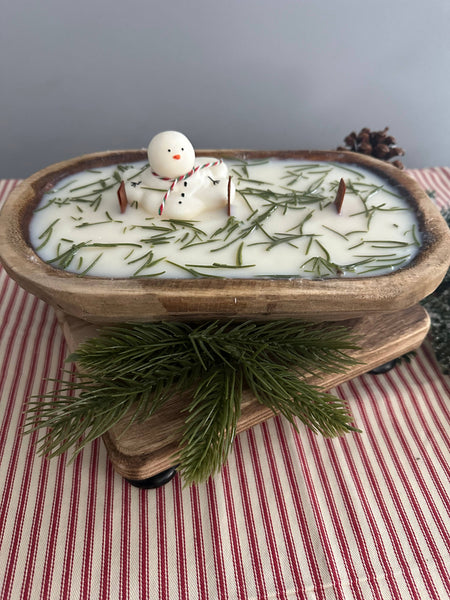 Shells Primitives/No Place Like Home - Snowman Dough Bowl Soy Wax Candle 
