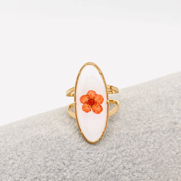 Mio Queena - 18K Gold Plated Stainless Steel Floral Ring - FGS/PDF