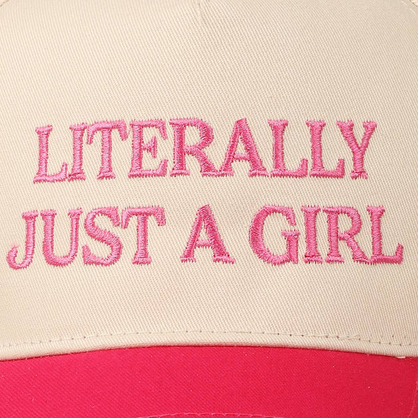 Fashion City - Literally Just A Girl Embroidery Two Tone Trucker Hat