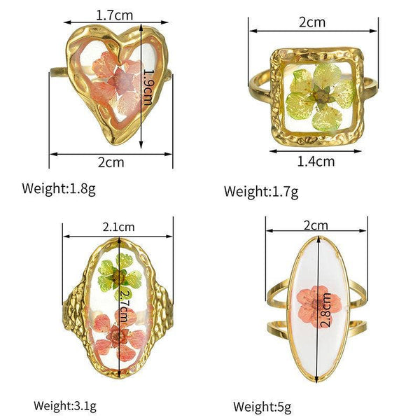 Mio Queena - 18K Gold Plated Stainless Steel Floral Ring - FGS/PDF