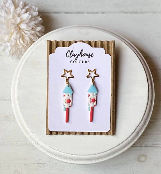 Clayhouse Colours - Fourth of July Handmade Earrings | Red White & Blue Earrings