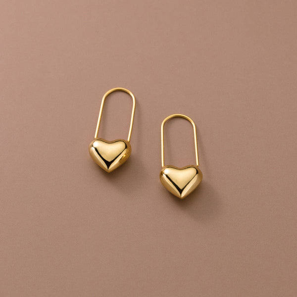 Perimade & Co. LLC - Minimalist Cute Heart Pin Earrings in 925 Sterling Silver