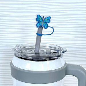 iconic mi - Straw Cover Blue Butterfly 10mm