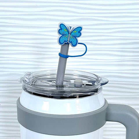 iconic mi - Straw Cover Blue Butterfly 10mm