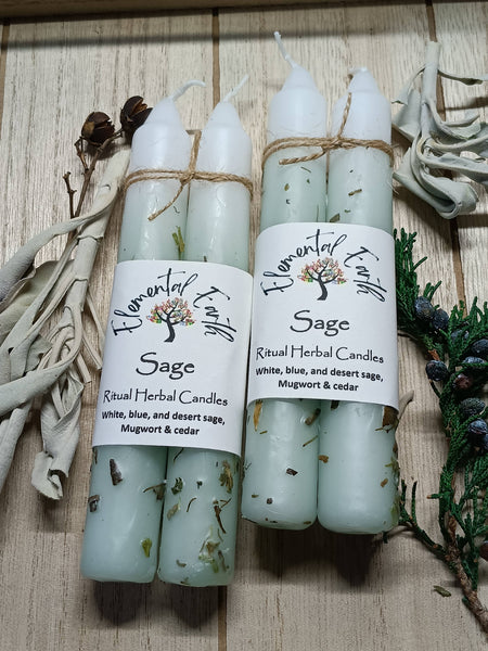 Elemental Earth Shop - Sage Herbal Intention Candles