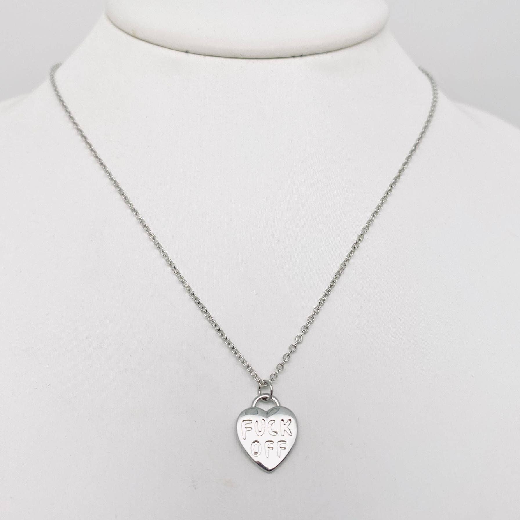 Mio Queena - "FUCK OFF" Gold Plated Heart Pendant Necklace