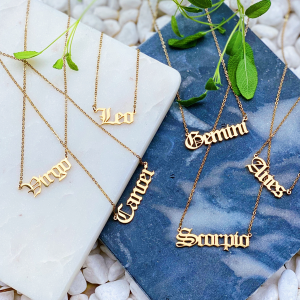 Ellison+Young - Old English Zodiac Necklace