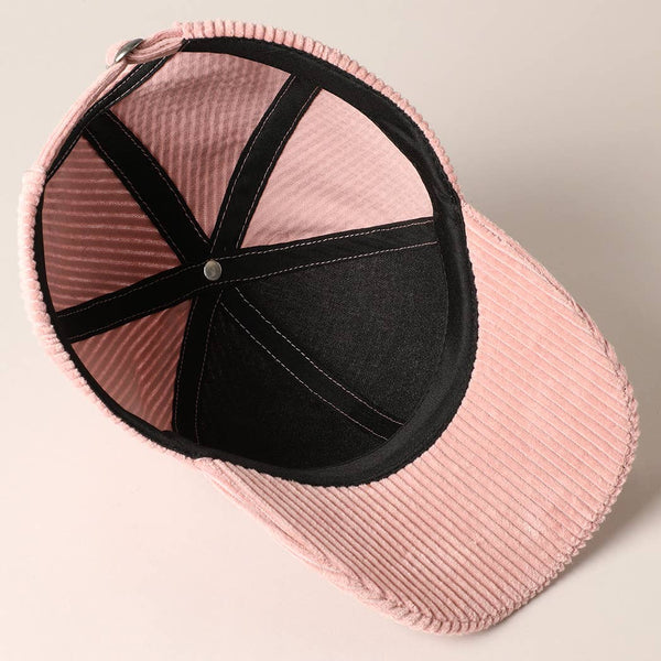 MAMA 3D Embroidered Fuzzy Patch Corduroy Cap