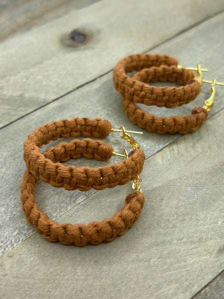 HK Macrame Jewelry - Knotted Hoops - Cinnamon