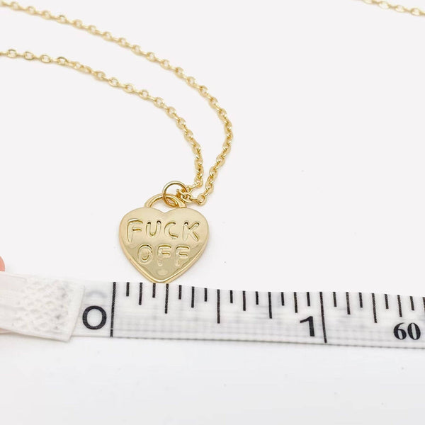 Mio Queena - "FUCK OFF" Gold Plated Heart Pendant Necklace
