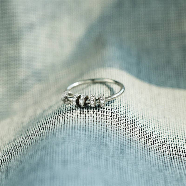 Perimade & Co. LLC - Rainbow Bead Fidget Spinner Ring in 925 Sterling Silver