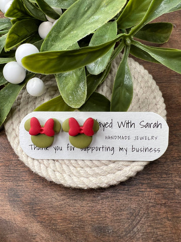 Slayed With Sarah - Mouse Studs (Red Bows) 