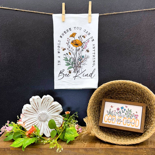 Driftless Studios - You Can Be Anything Bee Kind Tea Towels Spring Bee Decor