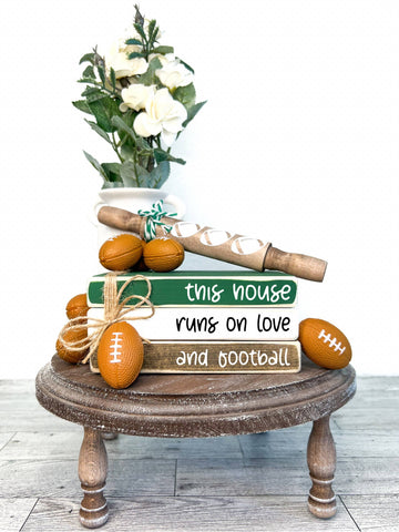 Ruaille Buaille Co - Football book stack | Sports themed decor | Fall tiered tray