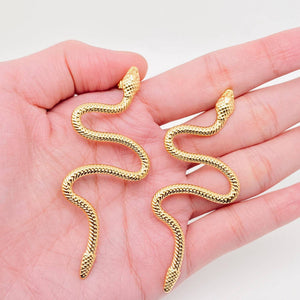 Mio Queena - Long Snake 18K Gold Plated Stainless Steel Post Earrings-FGS