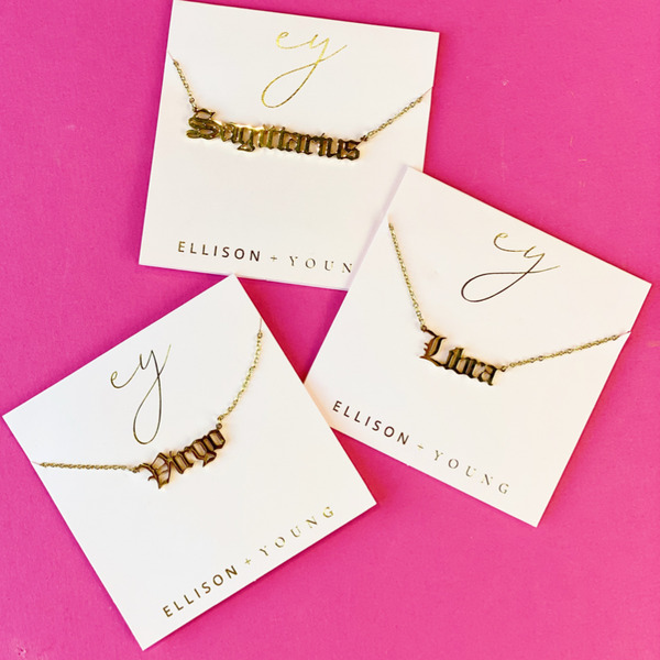 Ellison+Young - Old English Zodiac Necklace