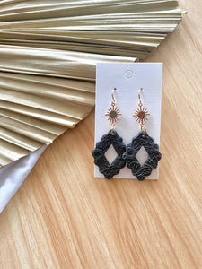 Terra Made - Black daisy squiggle diamond earrings