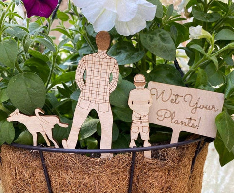The Cracked Pig - Wet Your Plants Funny Plant Stakes | Eco Friendly Wood