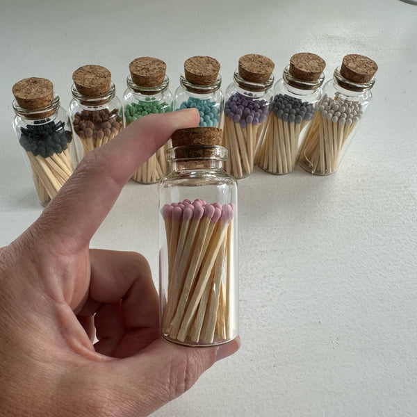 How's It Glowing Candle Co. - Apothecary Match Vials (40 matches & Striker) | Glass & Cork