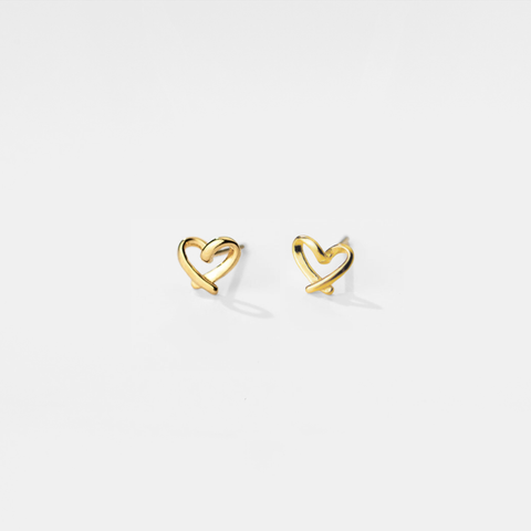 Perimade & Co. LLC - Hollow Heart Wedding Stud Earrings in 925 Sterling Silver