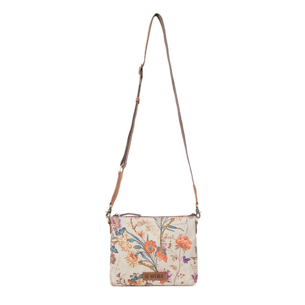 Myra Bag - Wildflower Trail Cotton & Leather Crossbody Bag in Sunlit Bloom