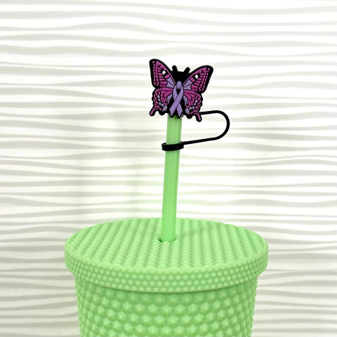 iconic mi - Straw Cover Butterfly with Purple Ribbon 7mm