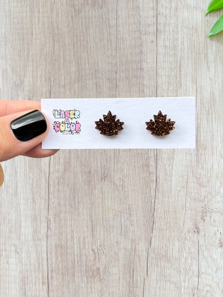 Laser & Color Designs LLC - Fall Leaf Glitter Earrings, Thanksgiving Earrings