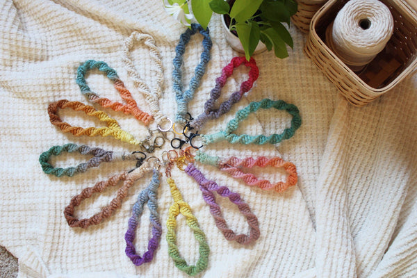 Handmade By Uruba - Handmade ombre dip dyed Macrame Wristlet Keychain