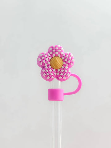Harris Girls & Co. - Straw Cover 10MM "Checkered Flower Fuchsia"