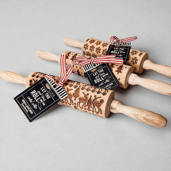 Gia Roma - Christmas Baking Gift Set Wooden Rolling Pins Holiday Cookie