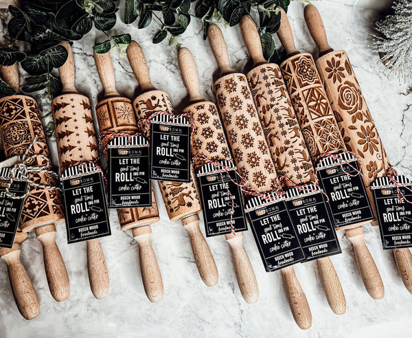 Gia Roma - Christmas Kitchen Gifts, Wood Rolling Pin for Holiday Cookie