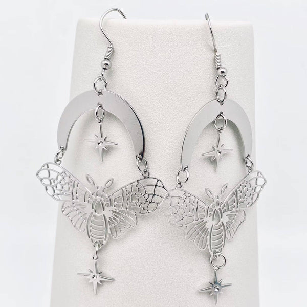 Mio Queena - Golden Moth Moon Star Earrings - GT/MS