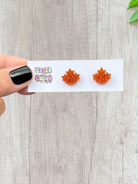 Laser & Color Designs LLC - Fall Leaf Glitter Earrings, Thanksgiving Earrings