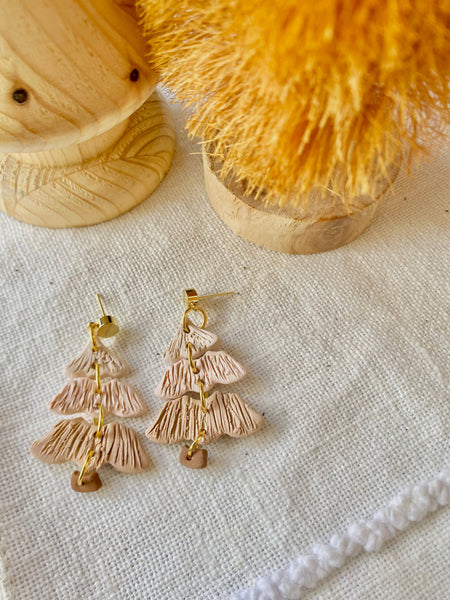 Terra Made - Boho pink christmas tree earrings 