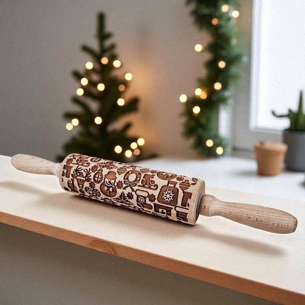 Gia Roma - Christmas Baking Gift Set Wooden Rolling Pins Holiday Cookie