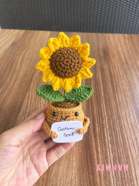 Cute Emotional Support Sunflower, Crochet Sunflower Gift