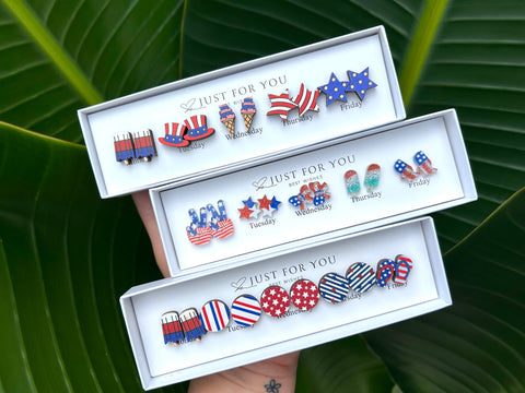 Kate Tuesday Jewelry - ❤️Patriotic Red, White and Blue Stud Earring Boxes