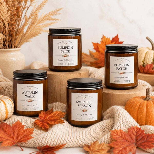 THE DANCING WICK CANDLES - Sweater Season Fall Soy Candle - 4 & 9 oz Amber Jar
