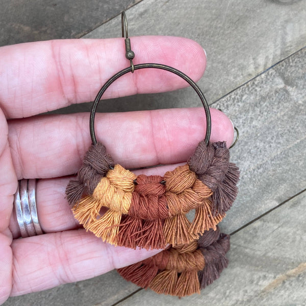 HK Macrame Jewelry - Large Multicolored Fringe - Fall Mix 1