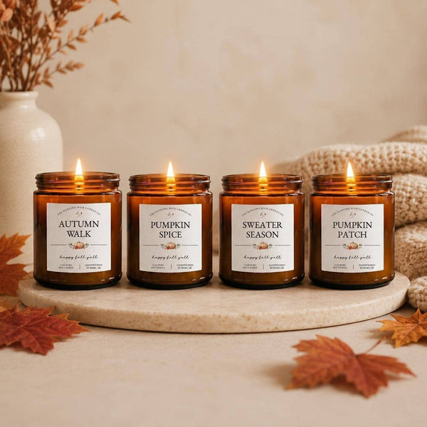 THE DANCING WICK CANDLES - Sweater Season Fall Soy Candle - 4 & 9 oz Amber Jar